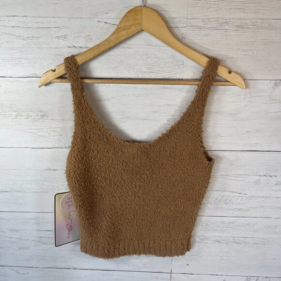 Coco & Shay Tank Top Womens SZ Medium Camel Brown Super Soft Cozy Crop Academia - Picture 9 of 16
